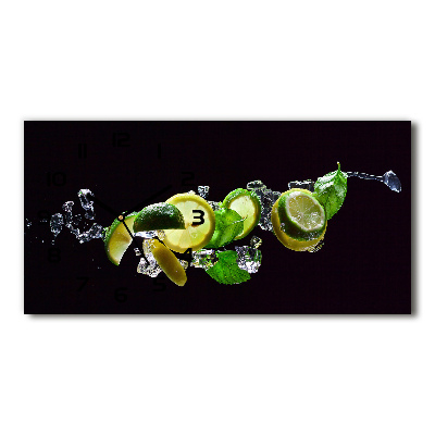 Vodorovné Moderné sklenené hodiny na stenu Mojito