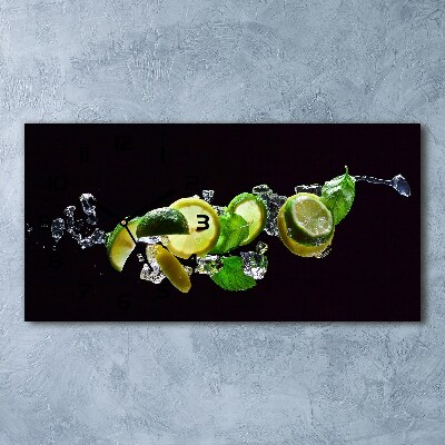 Vodorovné Moderné sklenené hodiny na stenu Mojito