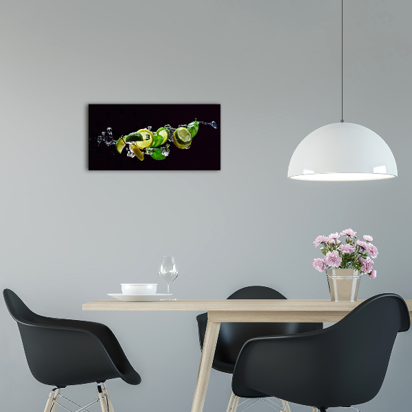 Vodorovné Moderné sklenené hodiny na stenu Mojito