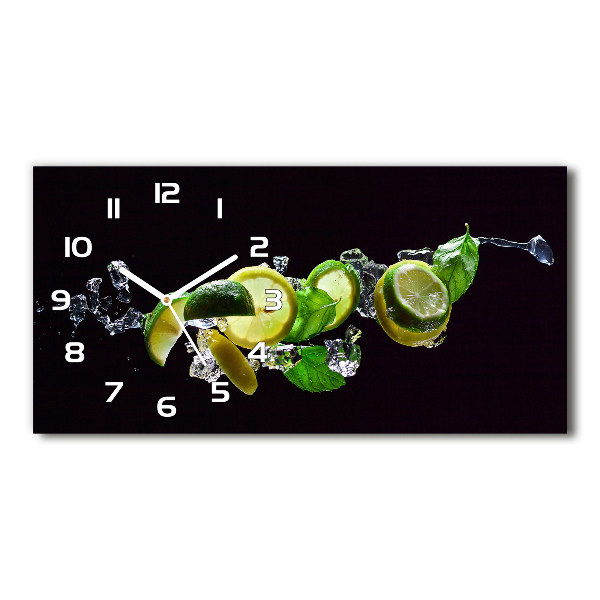 Vodorovné Moderné sklenené hodiny na stenu Mojito