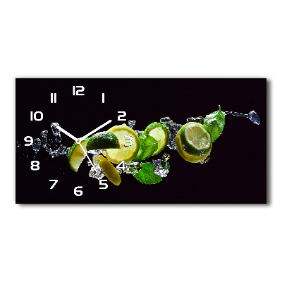 Vodorovné Moderné sklenené hodiny na stenu Mojito