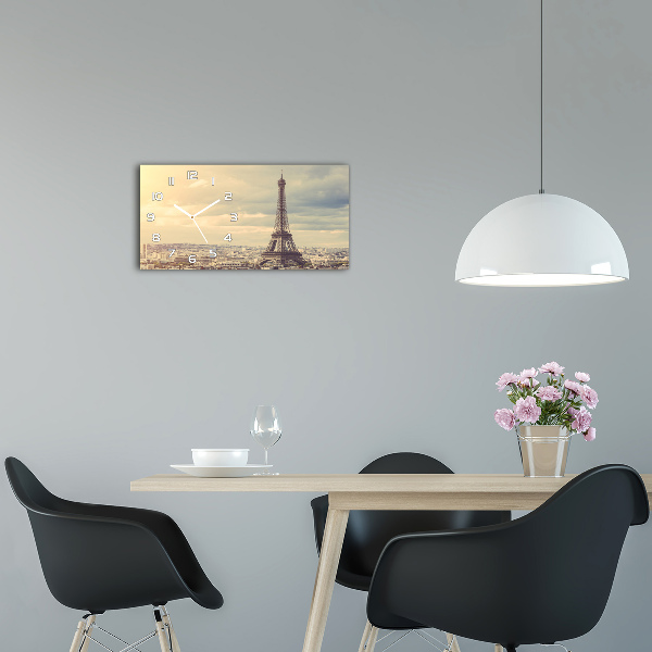 Vodorovné Sklenené hodiny na stenu Eiffelova veža Paríž