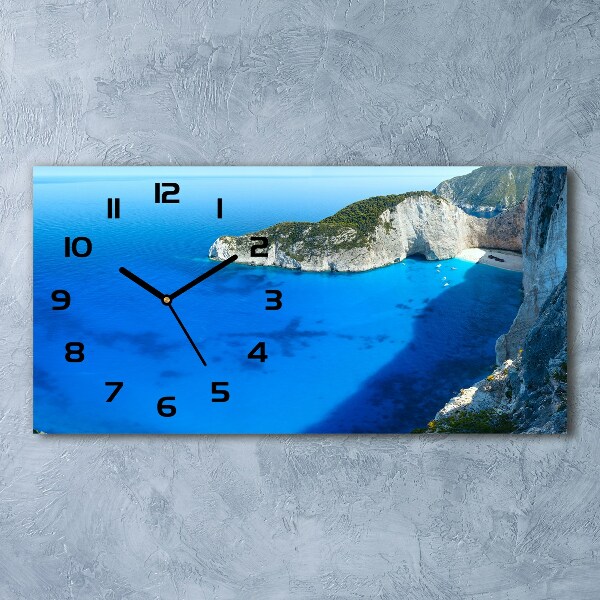 Vodorovné Sklenené hodiny na stenu Zakynthos Grécko