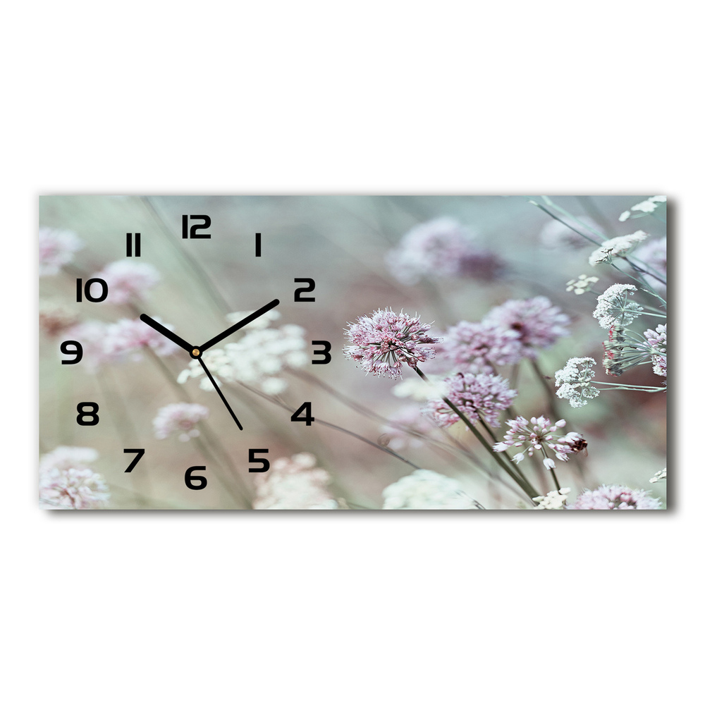 Vodorovné Sklenené hodiny na stenu tiché Divoké kvety