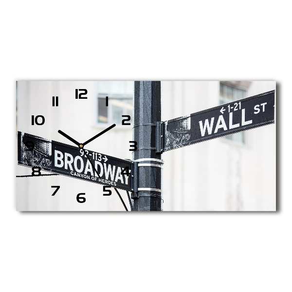 Vodorovné Sklenené hodiny na stenu Wall Street znak