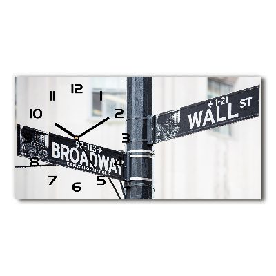 Vodorovné Sklenené hodiny na stenu Wall Street znak