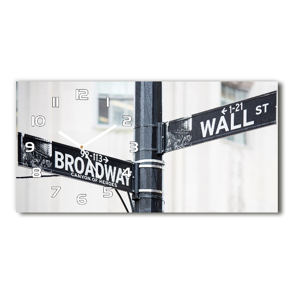 Vodorovné Sklenené hodiny na stenu Wall Street znak