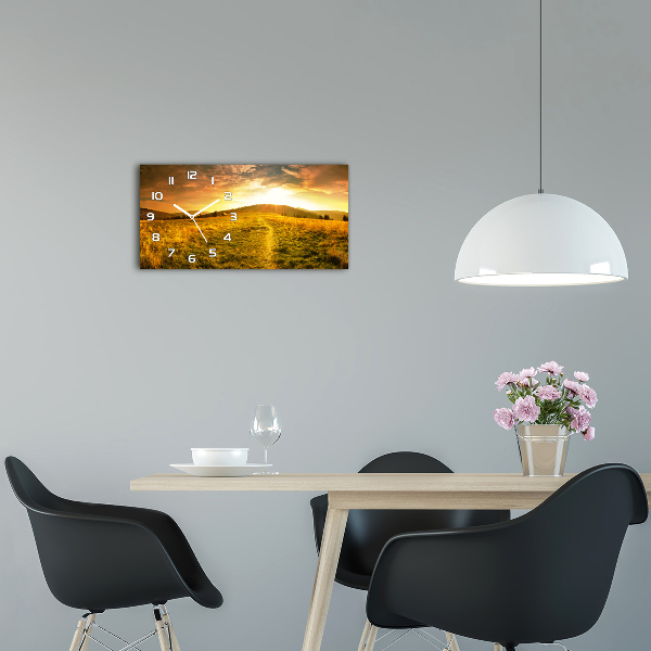 Vodorovné Sklenené hodiny na stenu tiché Panorama Tatier