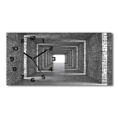 Vodorovné Sklenené hodiny na stenu tiché Tunel z tehál