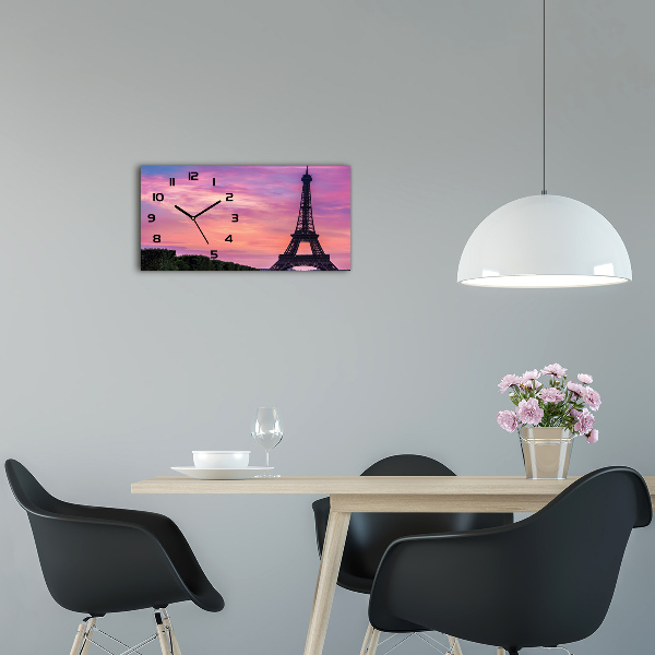Vodorovné Sklenené hodiny na stenu Eiffelova veža Paríž