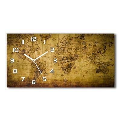 Vodorovné Sklenené hodiny na stenu Stará mapa sveta