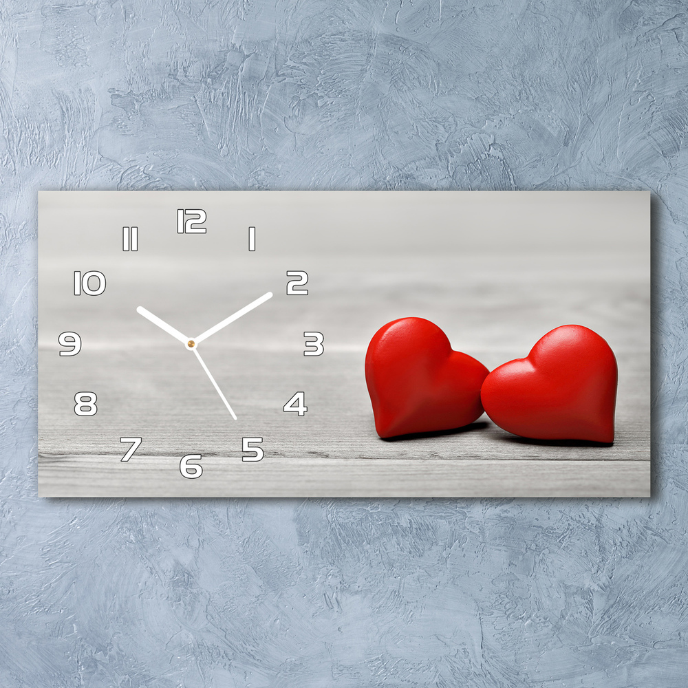 Vodorovné Sklenené hodiny na stenu Srdce na dreve