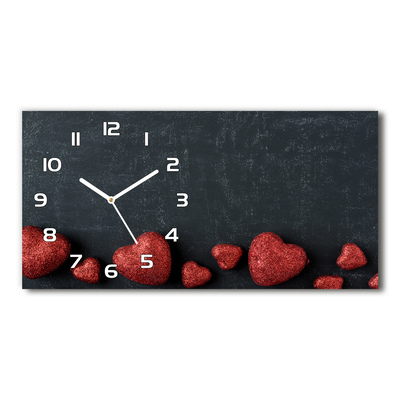 Vodorovné Sklenené hodiny na stenu Srdce na tabuľu