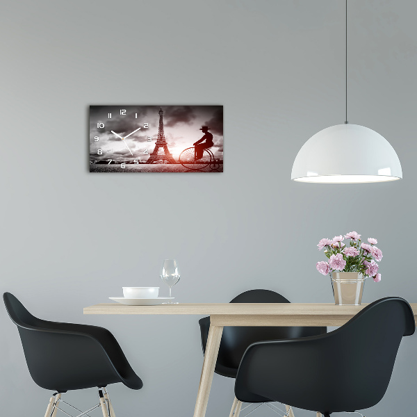 Vodorovné Sklenené hodiny na stenu Eiffelova veža Paríž