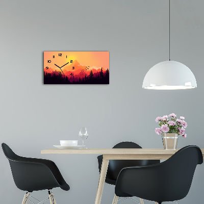 Vodorovné Sklenené hodiny na stenu tiché Horské panorama