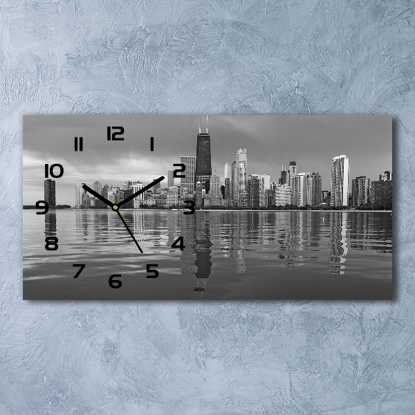 Vodorovné Moderné sklenené hodiny na stenu Chicago