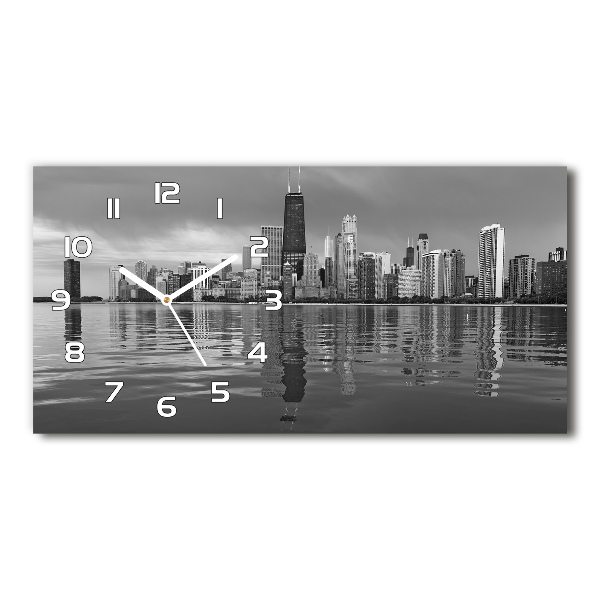 Vodorovné Moderné sklenené hodiny na stenu Chicago