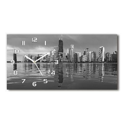 Vodorovné Moderné sklenené hodiny na stenu Chicago
