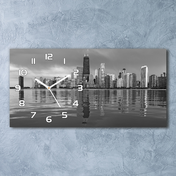 Vodorovné Moderné sklenené hodiny na stenu Chicago