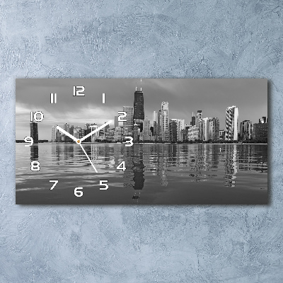 Vodorovné Moderné sklenené hodiny na stenu Chicago