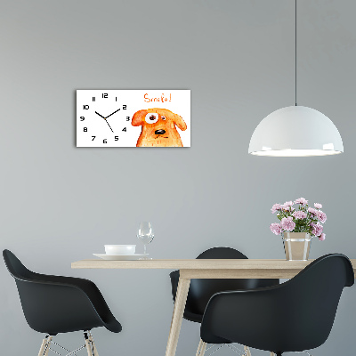 Vodorovné Moderné sklenené hodiny na stenu Pes