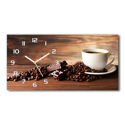 Vodorovné Sklenené hodiny na stenu Káva a čokoláda