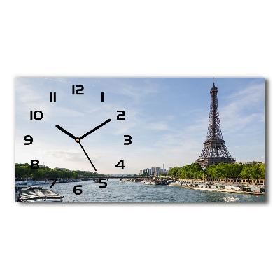 Vodorovné Sklenené hodiny na stenu Eiffelova veža Paríž
