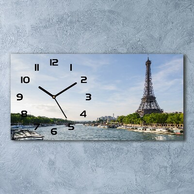 Vodorovné Sklenené hodiny na stenu Eiffelova veža Paríž