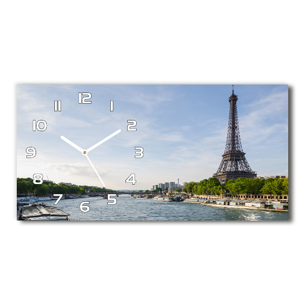 Vodorovné Sklenené hodiny na stenu Eiffelova veža Paríž