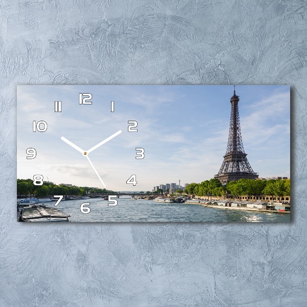 Vodorovné Sklenené hodiny na stenu Eiffelova veža Paríž