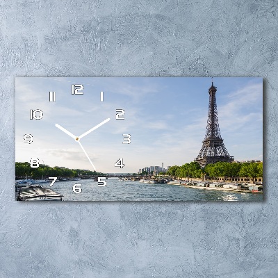 Vodorovné Sklenené hodiny na stenu Eiffelova veža Paríž