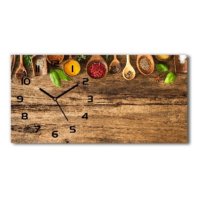 Vodorovné Sklenené hodiny na stenu Korenie drevo