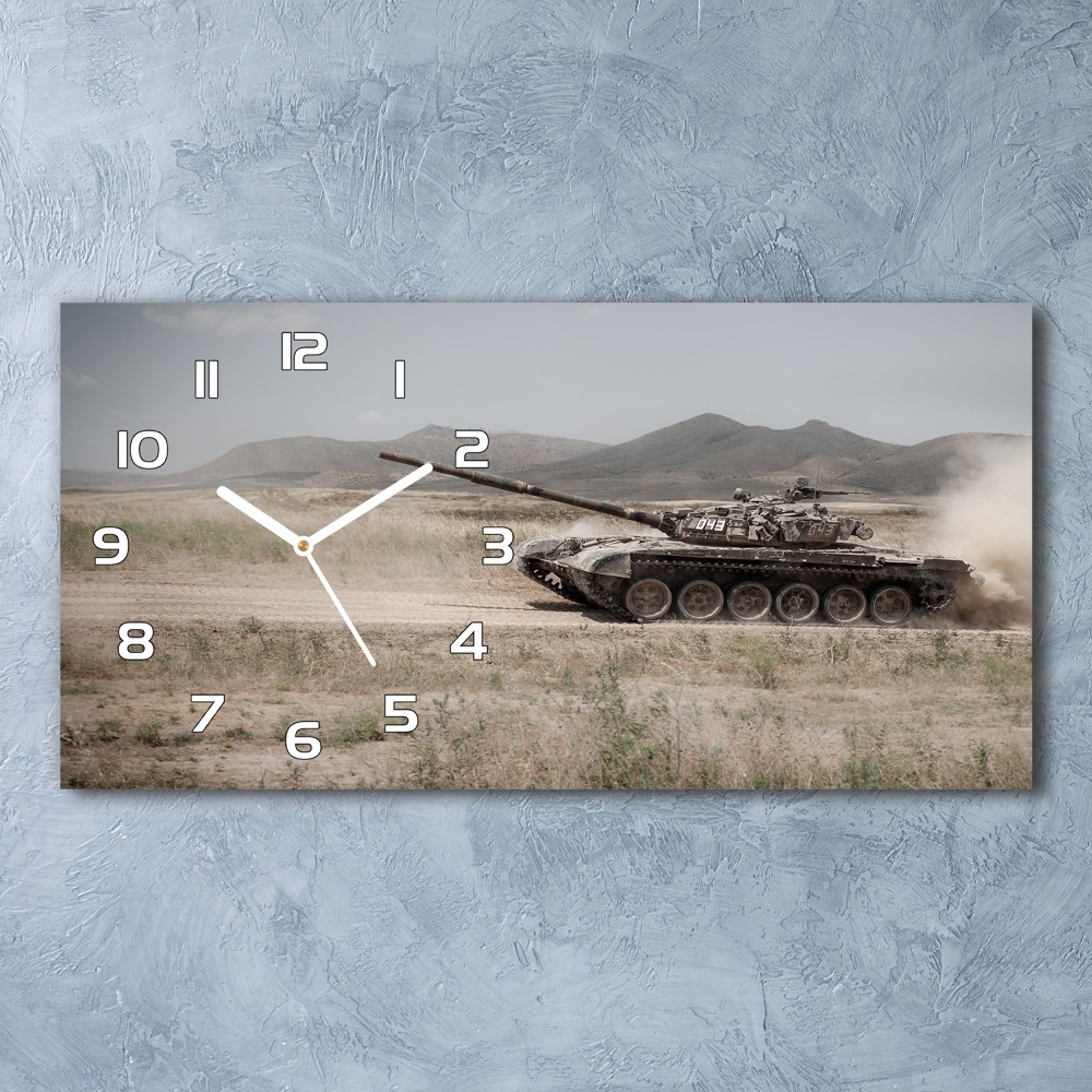 Vodorovné Sklenené hodiny na stenu Tank na púšti
