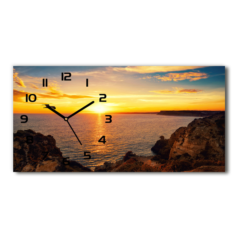 Vodorovné Sklenené hodiny na stenu Západ slnka mora
