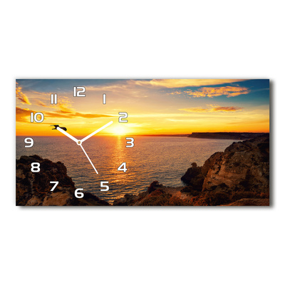 Vodorovné Sklenené hodiny na stenu Západ slnka mora