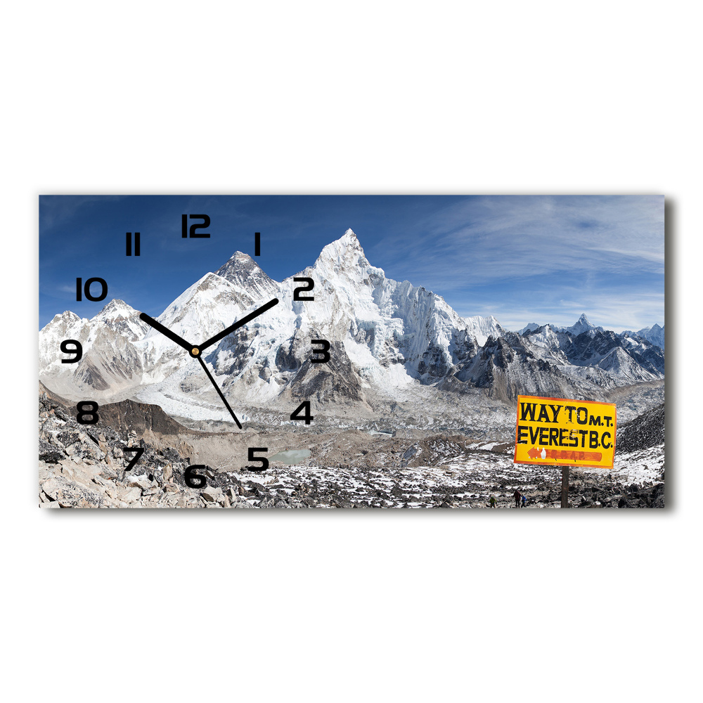 Vodorovné Sklenené hodiny na stenu tiché Hora Everest