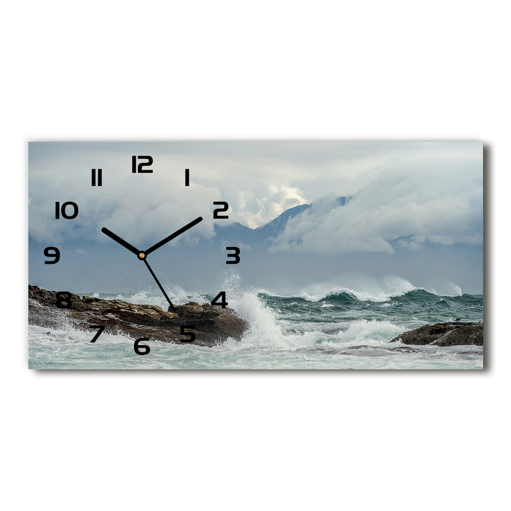 Vodorovné Sklenené hodiny na stenu Rozbúrené more