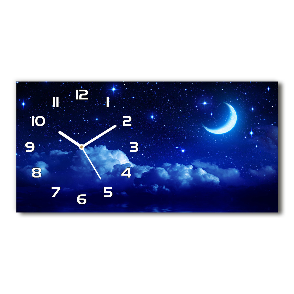 Vodorovné Moderné sklenené hodiny na stenu Nebo noc