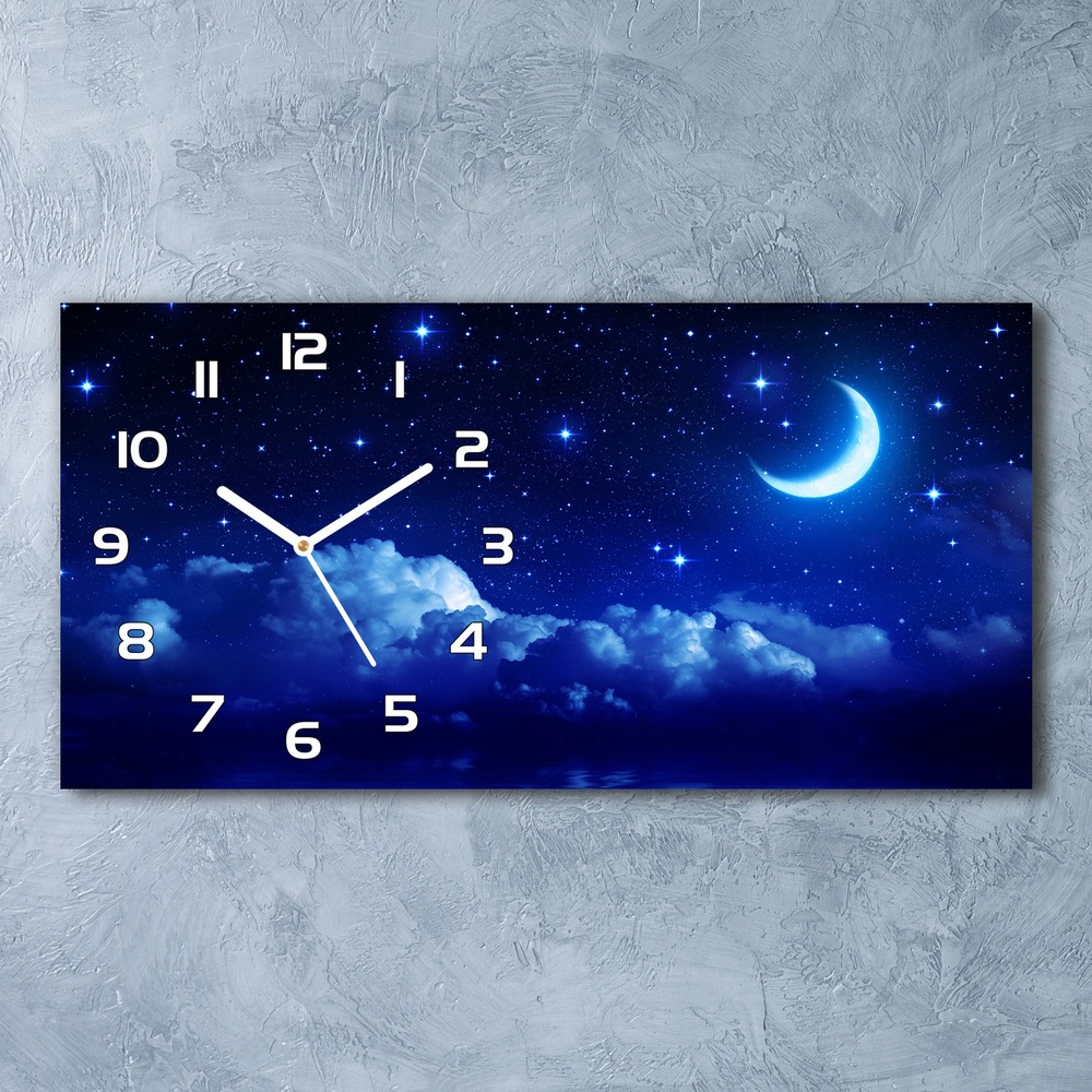 Vodorovné Moderné sklenené hodiny na stenu Nebo noc