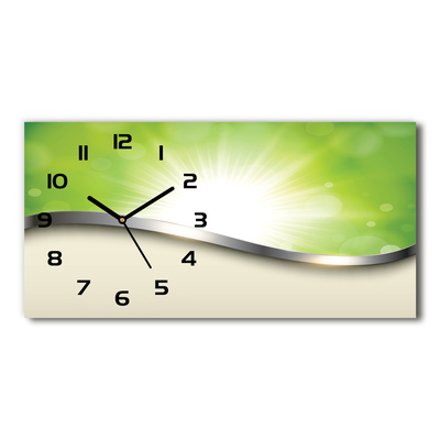 Vodorovné Sklenené hodiny na stenu Zelená abstrakcie