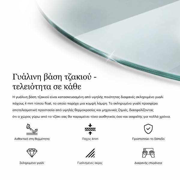 Sklo pod krb okrúhla priehľadná