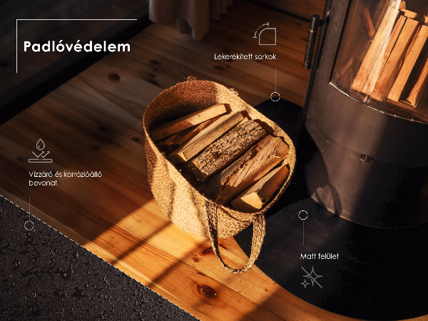 Semioválna podložka pod kachle v industriálnom kovovom vyhotovení