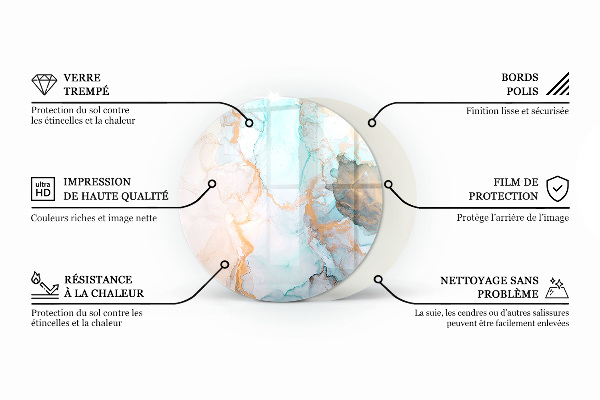 Okrúhle sklo pod kachle Vzor z prírodného kameňa
