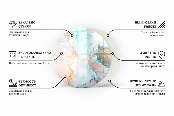 Okrúhla podložka pod krbové kachle Geometria v troch rozmeroch
