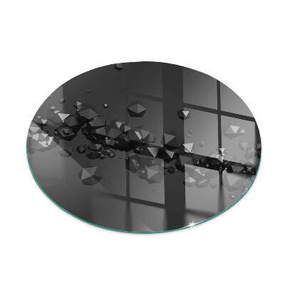 Okrúhla sklenená podložka pod krb Abstraktné oblačnosti sa formujú v pevných látkach