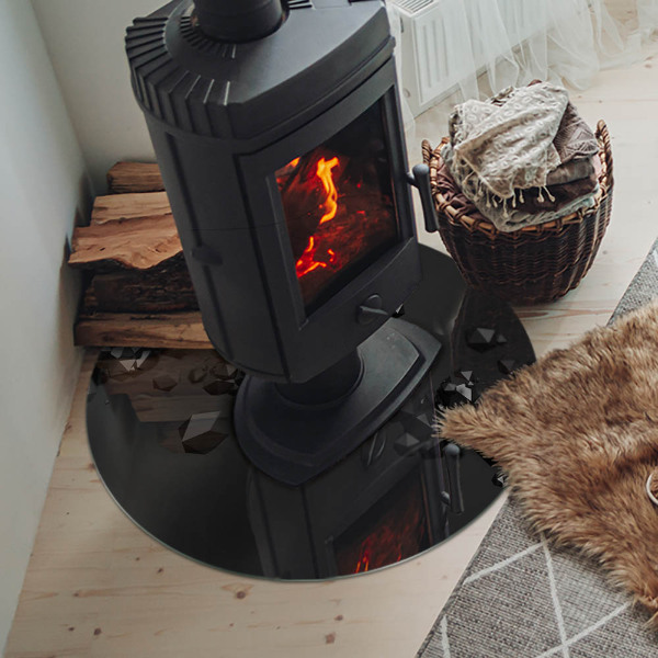 Okrúhla sklenená podložka pod krb Abstraktné oblačnosti sa formujú v pevných látkach