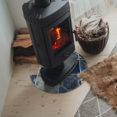 Okrúhla sklenená podložka pod krb Keramické vzory na pozadí