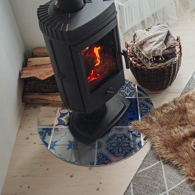 Okrúhla sklenená podložka pod krb Keramické vzory na pozadí