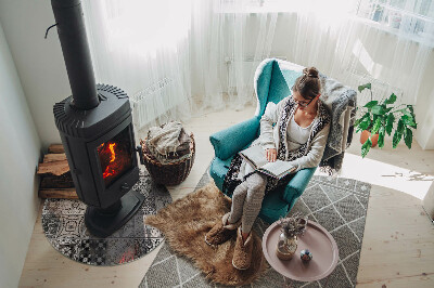 Okrúhla podložka pod krbové kachle Dekoratívne vzory s dlaždicami