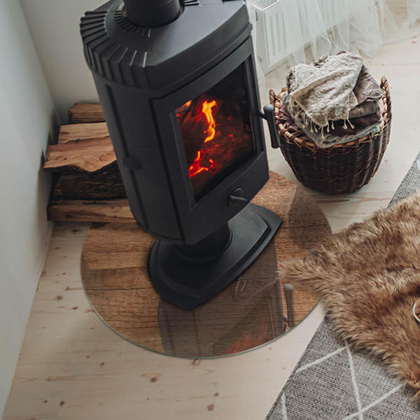 Okrúhle sklo pod kachle Vzor inšpirovaný drevom